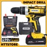 HTT Cordless Hammer Drill Driver Impact Drill Hand Drill With Free Two 498V Batteries 32pcs Set COD