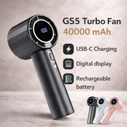 GS5 Turbo Fan Portable Handheld 6000mAh 100 Gear High-Speed Cooler Rechargeable Digital Display Fan