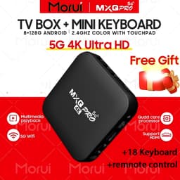 MORUI MXQ Pro 4K HD Android Smart TV Box 8+128GB 2.4G/5G WiFi USB Keyboard Media Player Set Top Box